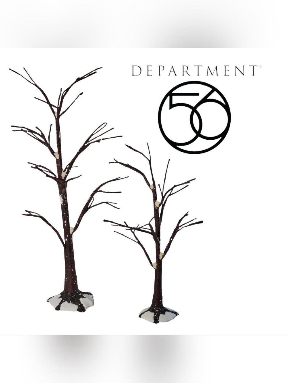 Department 56 Bare Branch Trees Set of 2 Winter Village Trees 11” & 8”
